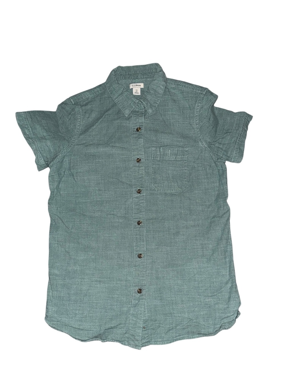 L.L Bean Short Sleeve Button-Up Shirt in Teal